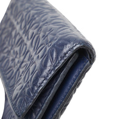 ロエベ アナグラム 二つ折り財布 ネイビー レザー レディース LOEWE 【中古】