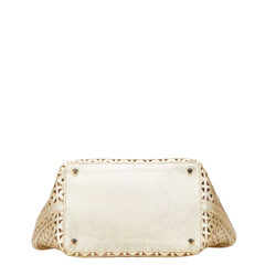 ケイトスペード ロゴ パンチング トートバッグ ハンドバッグ ゴールド レザー レディース Kate Spade 【中古】