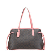 コーチ シグネチャー トートバッグ ハンドバッグ F57842 ブラウン ピンク PVC レザー レディース COACH 【中古】