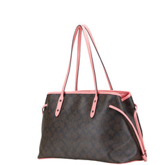 コーチ シグネチャー トートバッグ ハンドバッグ F57842 ブラウン ピンク PVC レザー レディース COACH 【中古】