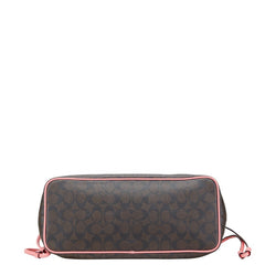コーチ シグネチャー トートバッグ ハンドバッグ F57842 ブラウン ピンク PVC レザー レディース COACH 【中古】