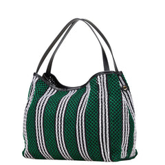 フルラ ストライプロープ プリムラ Primula ホーボーバッグ トートバッグ ハンドバッグ グリーン ブラック ホワイト レザー メッシュ レディース Furla 【中古】