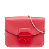フルラ ロゴ チェーン ショルダーバッグ レッド レザー レディース Furla 中古