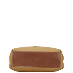 ハンティングワールド ロゴ ハンドバッグ トートバッグ カーキグリーン ブラウン キャンバス レザー レディース HUNTING WORLD 【中古】