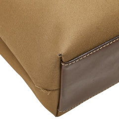 ハンティングワールド ロゴ ハンドバッグ トートバッグ カーキグリーン ブラウン キャンバス レザー レディース HUNTING WORLD 【中古】