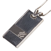 ルイ ヴィトン ダミエ パンダンティフ ソーホー ペンダントネックレス M66023 ブラック ノワール メタル レザー レディース LOUIS VUITTON 【中古】