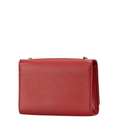 サンローラン YSLロゴ ケイト 斜め掛け チェーン ショルダーバッグ レッド レザー レディース SAINT LAURENT 【中古】