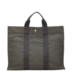 エルメス エールライン トートMM トートバッグ ハンドバッグ グレー キャンバス レディース HERMES 【中古】