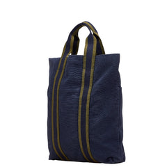 エルメス フールトゥ カバス トートバッグ ハンドバッグ ネイビー グリーン キャンバス レディース HERMES 【中古】