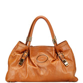 クロエ ヴィクトリア ハンドバッグ ブラウン レザー レディース Chloe 【中古】