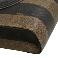 フェンディ ペカン FFロゴ ハンドバッグ ショルダーバッグ 2WAY ブラック ブラウン PVC レザー レディース FENDI 【中古】