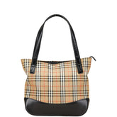 バーバリー ノバチェック シャドーホース ハンドバッグ ベージュ ブラック マルチカラー キャンバス レザー レディース BURBERRY 【中古】