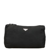 プラダ 三角ロゴプレート ポーチ ブラック ナイロン レディース PRADA 【中古】