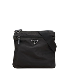 プラダ 三角ロゴプレート ショルダーバッグ ブラック ナイロン レディース PRADA 【中古】