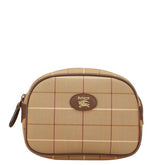 バーバリー チェック ポーチ カーキ 玉虫色 キャンバス レディース BURBERRY 【中古】