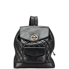 シャネル ココマーク マトラッセ リュック バックパック ブラック ラムスキン レディース CHANEL 【中古】