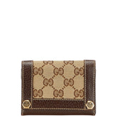 グッチ GGキャンバス 名刺入れ 154165 ベージュ ブラウン キャンバス レザー レディース GUCCI 【中古】
