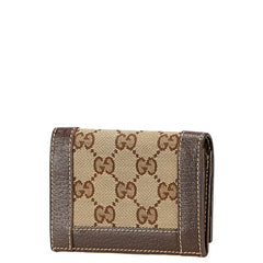 グッチ GGキャンバス 名刺入れ 154165 ベージュ ブラウン キャンバス レザー レディース GUCCI 【中古】