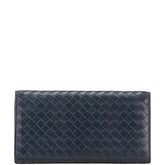 ボッテガヴェネタ イントレチャート 長財布 ネイビー レザー レディース BOTTEGAVENETA 【中古】