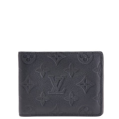 ルイ ヴィトン モノグラム シャドウ ポルト フォイユ ミュルティプル 二つ折り財布 M62901 ノワール ブラック レザー レディース LOUIS VUITTON 【中古】