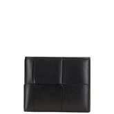 ボッテガヴェネタ マキシイントレチャート カセット 二つ折り財布 ブラック レザー レディース BOTTEGAVENETA 【中古】