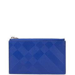 バーバリー ノバチェック カードケース コインケース 小銭入れ ブルー レザー レディース BURBERRY 【中古】