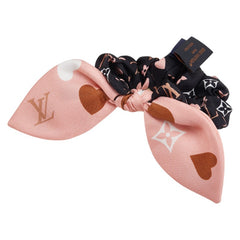 ルイ ヴィトン モノグラム シュシュ ハート ヘアアクセサリー M78431 ブラック ピンク シルク レディース LOUIS VUITTON 【中古】