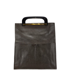 グッチ ハンドバッグ ブラウン ブラック レザー レディース GUCCI 【中古】
