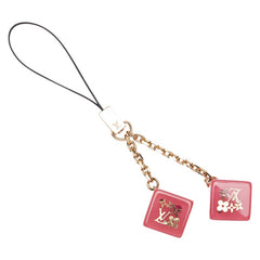 ルイ ヴィトン アクセソワール テレフォンヌ アンクル―ジョン 携帯ストラップ チャーム M65407 ピンク ゴールド プラスチック メッキ レディース LOUIS VUITTON 【中古】
