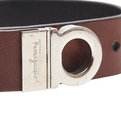 サルヴァトーレフェラガモ ガンチーニ ブレスレット ブラウン シルバー レザー メタル レディース Salvatore Ferragamo 【中古】
