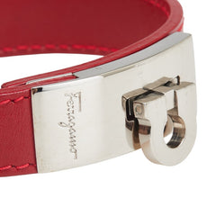 サルヴァトーレフェラガモ ガンチーニ ブレスレット レッド シルバー レザー メタル レディース Salvatore Ferragamo 【中古】