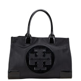 トリーバーチ ロゴ トートバッグ ハンドバッグ ブラック パテントレザー ナイロン レディース Tory Burch 【中古】