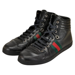 グッチ シェリーライン ソーホー インターロッキングG ハイカットスニーカー サイズ:8.5 221825 ブラック レザー メンズ GUCCI 【中古】