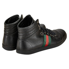 グッチ シェリーライン ソーホー インターロッキングG ハイカットスニーカー サイズ:8.5 221825 ブラック レザー メンズ GUCCI 【中古】