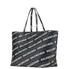 バレンシアガ ロゴ トートバッグ ハンドバッグ ブラック PVC レザー レディース BALENCIAGA 【中古】