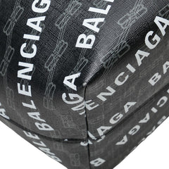 バレンシアガ ロゴ トートバッグ ハンドバッグ ブラック PVC レザー レディース BALENCIAGA 【中古】