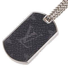 ルイ ヴィトン モノグラム エクリプス コリエ プラーク ネックレス M63640 シルバー ブラック メタル PVC メンズ LOUIS VUITTON 【中古】