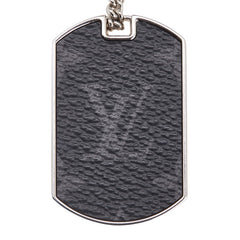 ルイ ヴィトン モノグラム エクリプス コリエ プラーク ネックレス M63640 シルバー ブラック メタル PVC メンズ LOUIS VUITTON 【中古】