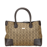 バレンシアガ BBロゴ ハンドバッグ トートバッグ ベージュ ブラウン キャンバス レザー レディース BALENCIAGA 【中古】