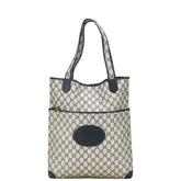 グッチ GGスプリーム オールドグッチ トートバッグ 002 58 0054 ベージュ ネイビー PVC レザー レディース GUCCI 【中古】