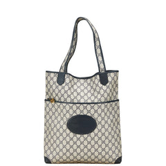 グッチ GGスプリーム オールドグッチ トートバッグ 002 58 0054 ベージュ ネイビー PVC レザー レディース GUCCI 【中古】