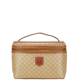 セリーヌ マカダム バニティバッグ ベージュ ブラウン PVC レザー レディース CELINE 【中古】