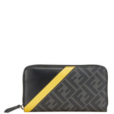 フェンディ ズッカ ラウンドファスナー 長財布 7M0210 ブラック PVC レザー レディース FENDI 【中古】