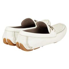 サルヴァトーレフェラガモ ホースビット ローファー ドライビングシューズ サイズ:8 1/2 ホワイト レザー メンズ Salvatore Ferragamo 【中古】