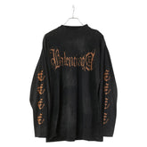 バレンシアガ 23SS ヘビーメタルロゴ ダメージ加工 ロングスリーブ 長袖Tシャツ サイズ:1 ブラック コットン メンズ BALENCIAGA 【中古】