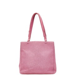 プラダ 三角ロゴプレート トートバッグ ハンドバッグ B9446 ピンク ウール レザー レディース PRADA 【中古】