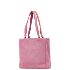 プラダ 三角ロゴプレート トートバッグ ハンドバッグ B9446 ピンク ウール レザー レディース PRADA 【中古】