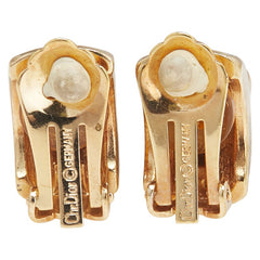 ディオール CDロゴ ラインストーン イヤリング ゴールド ブラック メッキ レディース Dior 【中古】