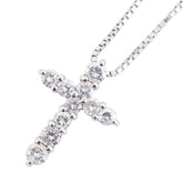 Pt900 プラチナ Pt850 プラチナ ダイヤ1.00ct クロス 十字架 モチーフ ペンダントネックレス レディース 【中古】