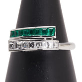 Pt900 プラチナ エメラルド0.33ct ダイヤ0.40ct リング 指輪 レディース 15.5号 【中古】